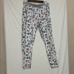 Cuddl Duds White Printed Pajama Pants